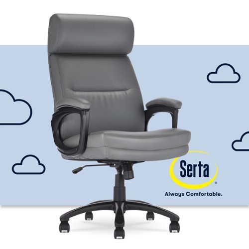 Serta - Comfort Big and Tall Modern Bonded Leather Executive Office Chair - Gray-Front_Standard