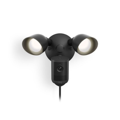 Ring - Floodlight Cam, Wired (newest model) — Wide-Angle Retinal 2K Video, 6x Enhanced Zoom, Ultra-Bright Floodlights - Black