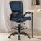 KERDOM - High Back Drafting Chair Ergonomic Tall Office Chair With Lumbar Support Breathable Mesh Painting Chair, Flip-up Armrest - Dark Blue-Front_Standard