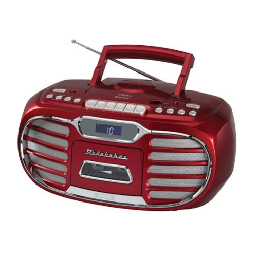 Studebaker - SB2150 Retro Bluetooth Boombox with CD/Cassette Player-Recorder and AM-FM Radio - Red