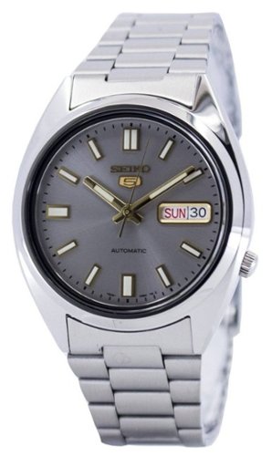 Seiko - 5 Automatic SNXS75K1 Men's Watch Stainless Steel Grey Dial 30M - Silver, Grey-Front_Standard 