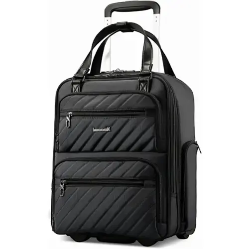 Front. LUGGEX - LUGGEX 16 Inch Underseat Carry On Luggage with Wheels,Softside Lightweight Suitcase UDK - LX-UX - All Black.