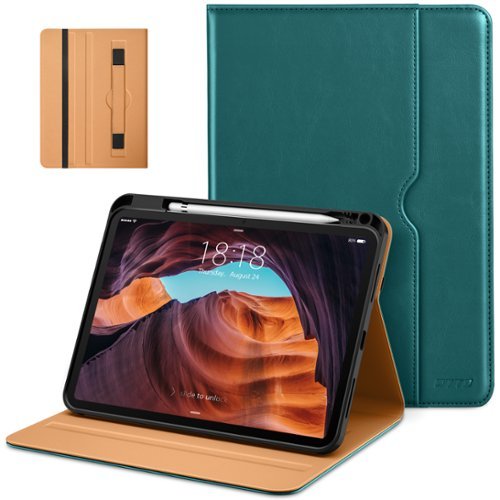 DTTO - Case for iPad 11th Gen 11" 2025 (A16) & 10th Gen 10.9" 2022, Leather Folio Cover with Pencil Holder & Auto Wake/Sleep - Green-Front_Standard 