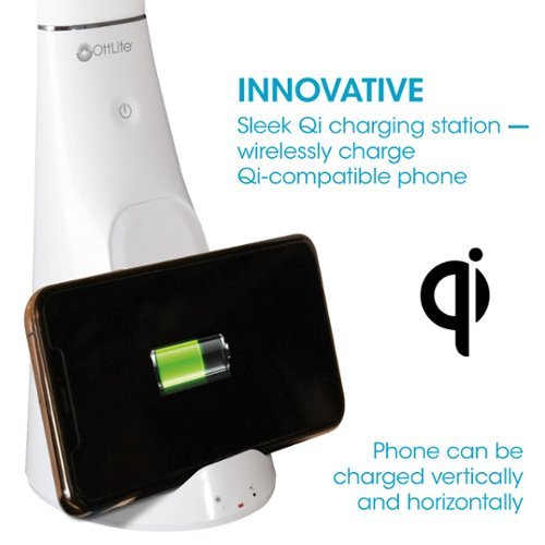 OttLite Purify LED Sanitizing Desk Lamp with SpectraClean Disinfection, 3 Brightness Settings, Wireless Qi Charging, & USB Port - White BUY IN AUSTRALIA