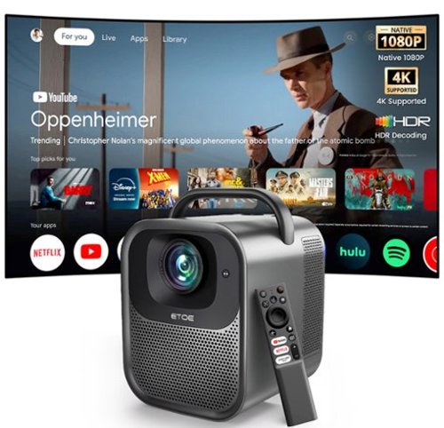 ETOE - Seal Pro 1080P Google TV Projector w/ Netflix Certified, 1300 ANSI, 20W Dolby Audio, Auto Focus & Keystone, 4K Decoding - Black-Front_Standard 