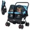 Gymax - Double Pet Stroller w/ 2-seater Carrier Adjustable Sunshade Removable Pad Navy Blue-Front_Standard