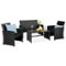 Best Choice Products - 4-Piece Outdoor Wicker Patio Conversation Furniture Set w/ Table, Cushions - Black/Black-Front_Standard