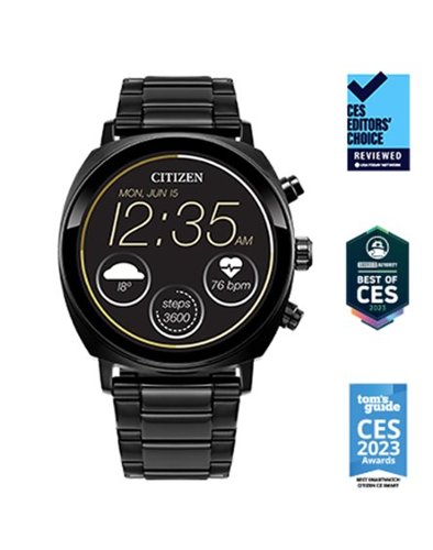 Citizen CZ Smart 41mm Unisex Stainless Steel Casual Smartwatch with IP Stainless Steel Bracelet - Black WORLDWIDE DELIVERY