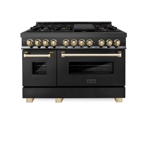 ZLINE - Autograph 48" Legacy Dual Fuel Range with Gold Accents (RABZ-48-G) - Black-Front_Standard 