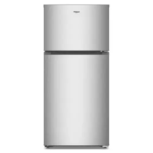 Front. Whirlpool - 28 in. Wide 14.3 cu. ft. Top-Freezer Refrigerator with Total Coverage Cooling - Fingerprint-Resistant Stainless Finish.