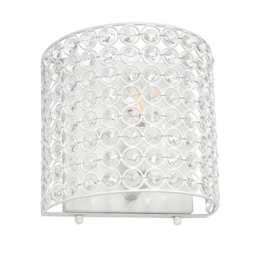Lalia Home - 1 Light Crystal and Metal Wall Sconce Lighting Fixture - White-Front_Standard 