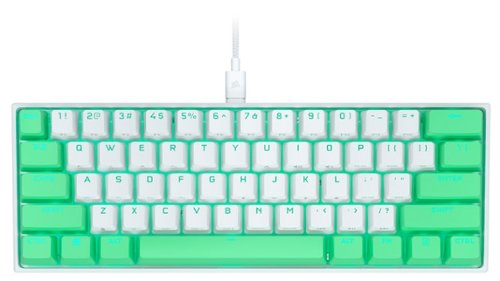 CORSAIR - K65 RGB Mini Wired 60% Mechanical Cherry MX SPEED Linear Switch Gaming Keyboard with PBT Double-Shot Keycaps - Flavor Rush Hint of Mint-Front_Standard 