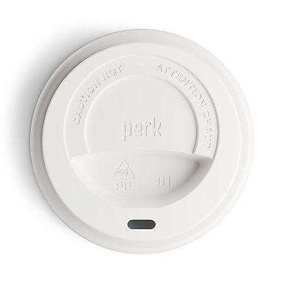 Perk - Plastic Hot Cup Lid, 10/12/16 Oz., 50/Pack - White
