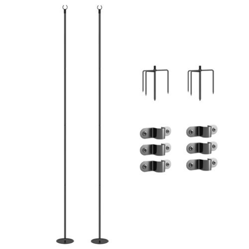 Outsunny - Pack of 10' String Light Poles, Steel Hanging Lighting Stand for Patio, Backyard, Deck, Wedding - Black-Front_Standard 