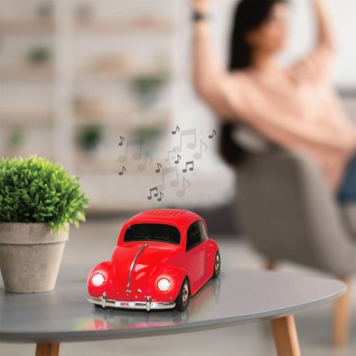 QFX Retro Car Portable Bluetooth Speaker with Bass Radiator and LED Lights - Red BUY IN AUSTRALIA