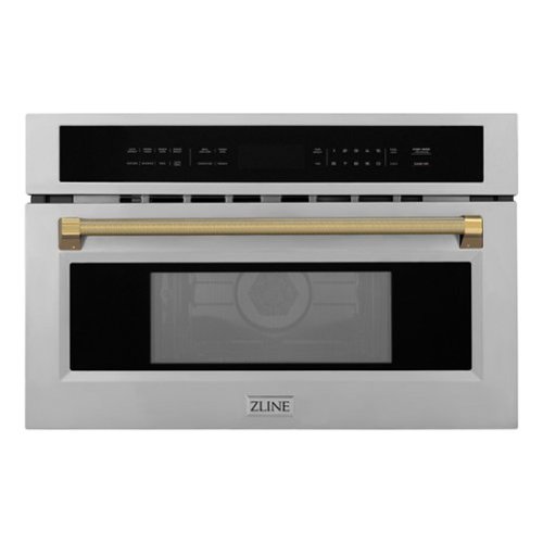 ZLINE - Autograph 30 in. 1.6 cu ft. Built-in Convection Microwave Oven and Polished Gold Helix Handle - Stainless Steel