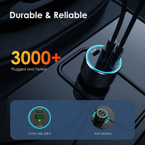 Rexing 120W Vehicle Quick Charger with 2 USB-C & 1 USB Port Compatible with iPhone and Samsung Note - Gray SHOP ONLINE