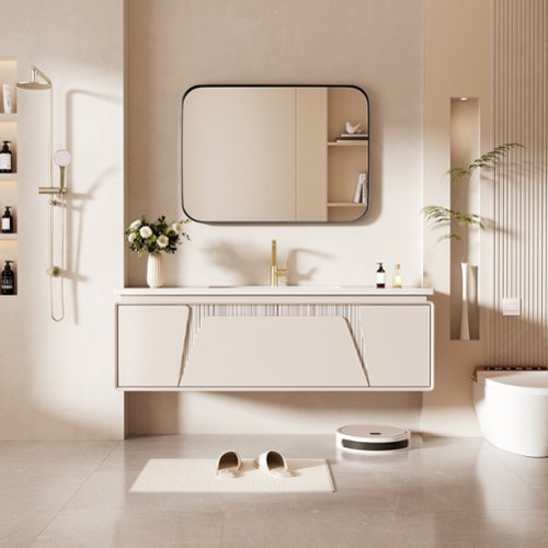 LOVMOR Tempered Glass Rounded Rectangle Framed Wall-Mounted Bathroom Vanity Mirror - 22 in. W x 30 in. H - Black HOW TO BUY