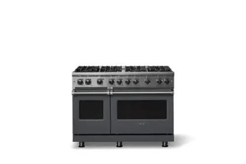 Front. Viking - 6.1 Cu. Ft. Professional 5 Series Freestanding Double Oven Gas Convection 8 Burner Range - Cast Black.