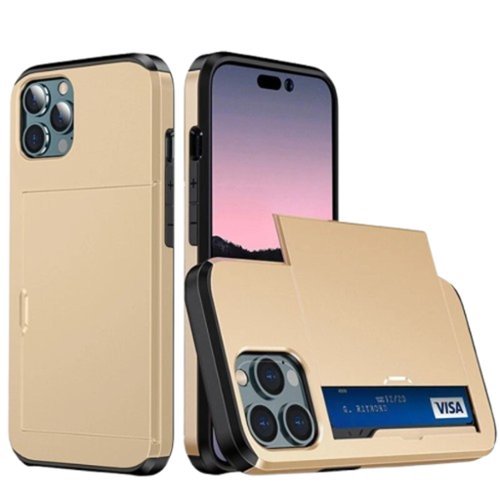 Home Collection - Shockproof Case Cover with Wallet Card Holder for iPhone 16 - Gold-Front_Standard 