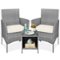 Best Choice Products - 3-Piece Outdoor Wicker Conversation Patio Bistro Set, w/ 2 Chairs, Table - Gray/Cream-Front_Standard
