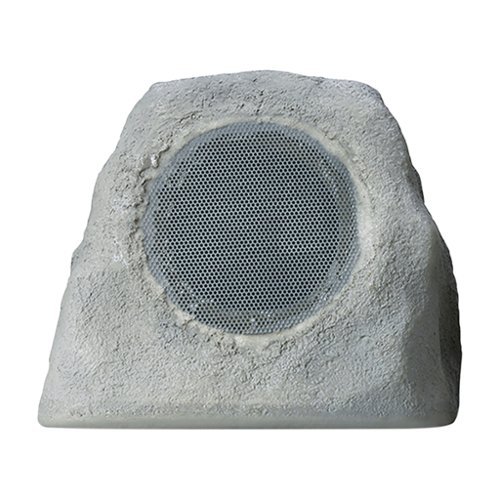 Gemini - GHRK-500LTMS Solar Bluetooth TWS 30-Watt-Peak Outdoor Rock Speaker with LED Lighting - Gray-Front_Standard 