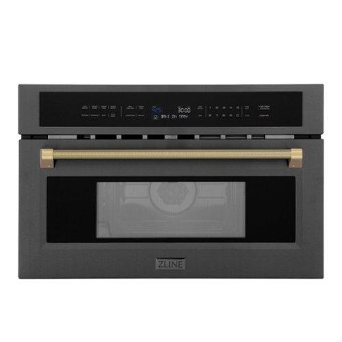 ZLINE - Autograph 30 in. 1.6 cu ft. Built-in Convection Microwave Oven in Black Stainless and Champagne Bronze Helix Handle - Black Stainless Steel
