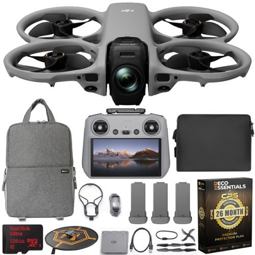 DJI - Avata 360 Fly More Combo, 8K 360° FPV Drone (DJI RC 2) + 26 Month Extended Protection Warranty & Accessory Bundle - Gray-Front_Standard 
