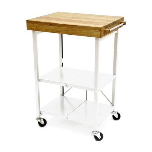 Origami - RBT Fully Stainless Steel Foldable Kitchen Cart with 4 Wheels - White-Front_Standard 