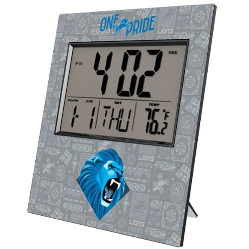 Keyscaper - Detroit Lions 2024 Illustrated Limited Edition Digital Desk/Wall Clock - Gray-Front_Standard 
