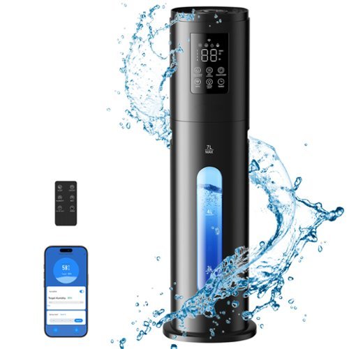 Teendow - 7L Humidifier, 2.5 Gal Cool Mist Humidifier for Bedroom with App & Remote Control, 4 Mist Levels,LED - Black-Front_Standard 