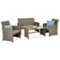Best Choice Products - 4-Piece Outdoor Wicker Patio Conversation Furniture Set w/ Table, Cushions - Taupe/Desert-Front_Standard