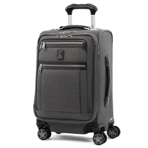 Front. Travelpro - Travelpro Platinum Elite Softside Expandable 20" Carry On Spinner - Vintage Grey.