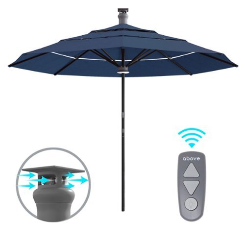 Above - Height Series 11-ft. Smart Sunbrella Umbrella with Remote Control and Wind Sensor - Spectrum Indigo-Front_Standard 
