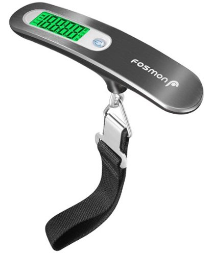 Fosmon - Portable Digital Luggage Scale Travel, Hanging Luggage Weight Scale for Travel, Airplane Travel Essentials for Baggage - Silver-Front_Standard 