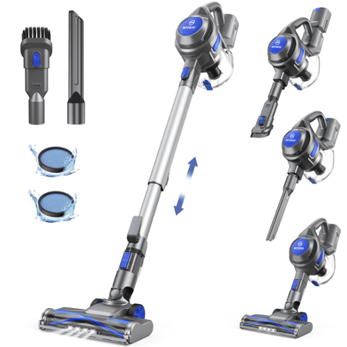 MOOSOO - Cordless Stick Vacuum Cleaner Lightweight for Carpet Floor Pet Hair Home XL-618A - Blue-Front_Standard 