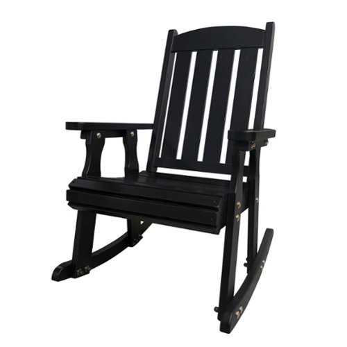 Fortune Candy - Wooden Patio Rocking Chair with Comfortable Backrest and Deep Contoured Seat, for Both Outdoor and Indoor - Carbon Black-Front_Standard 