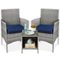 Best Choice Products - 3-Piece Outdoor Wicker Conversation Patio Bistro Set, w/ 2 Chairs, Table - Gray/Navy-Front_Standard