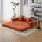 Trinkets Crazed - Convertible Floor Sofa Bed with Fixed-Shape Frame, Chenille Boneless Sofa Folding Mattress Couch with Armrest - Orange-Front_Standard