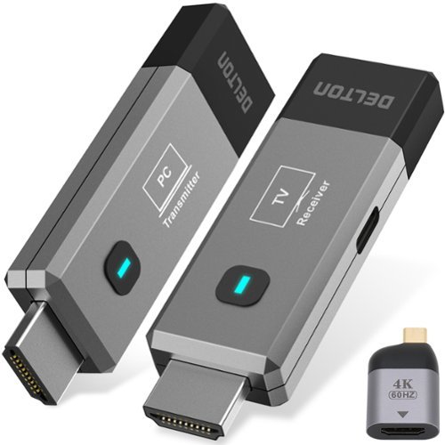 Delton - E2 Wireless Transmitter and Receiver, Portable HDMI Extender, Grey (DTEHDMI2) - Gray-Front_Standard 