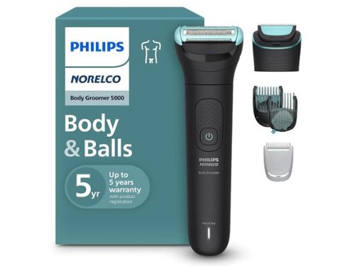 Philips Norelco Body Groomer 5000, Intimate Shaver & Trimmer for Men, Full Body Trim, 100% Showerproof, BG5490/50-Front_Standard 
