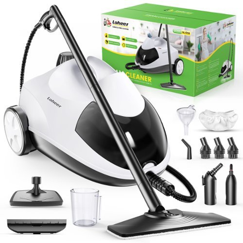Loheer - Steam Cleaner, 1500 watts Multipurpose Steamer for Cleaning with 15 Accessories, 2L Tank, Steam Mop for Home, Car-Front_Standard 