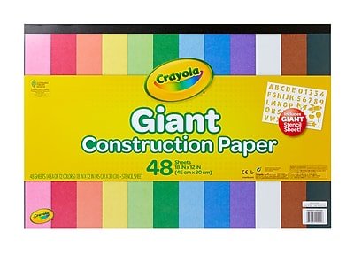 Crayola - Project Giant 12" x 18" Construction Paper, 48 Sheets/Pack (99-0055 ) - Assorted Colors