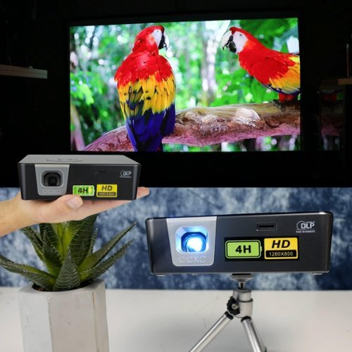 AAXA P6X DLP Pico Projector, 4 Hour Battery, USB-C Input, Wireless Mirroring, 1000 Lumens, HDMI/USB/TF Input, 1080p Support - Gray/Black WORLDWIDE DELIVERY