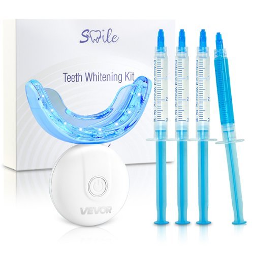  VEVOR - Teeth Whitening Kit with LED Light, 32 LED Accelerator Lights, Whitening Gel Syringe, Desensitizing Gel - White