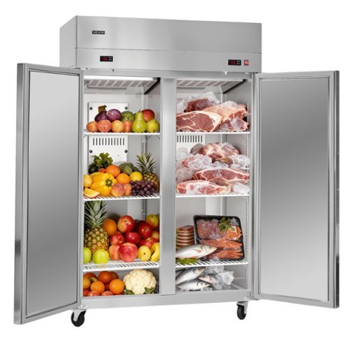 VEVOR - Commercial Refrigerator and Freezer Combo 48"W, 32 Cu.Ft Stainless Steel Upright Refrigerator/Freezer with Double Doors - Stainless steel color-Front_Standard 