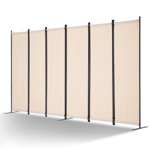 VEVOR - Room Divider, 6 Panel Room Divider, Folding Privacy Screen and Portable Partition Divider for Room Separation - Beige-Front_Standard 