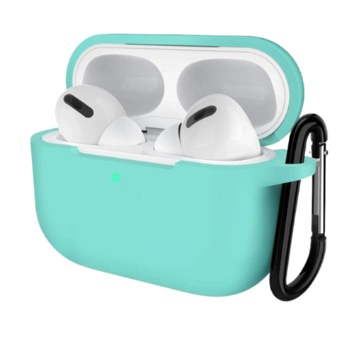 Stock Preferred - Silicone Protective Case Shockproof Cover for AirPods Pro with Keychain - Mint Green-Front_Standard 