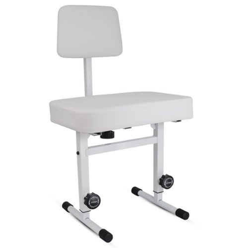 5 CORE - Piano Bench 3" Padded Cushioned Stool w Backrest Heavy Duty Musician Chair Height Adjustable - White-Front_Standard 