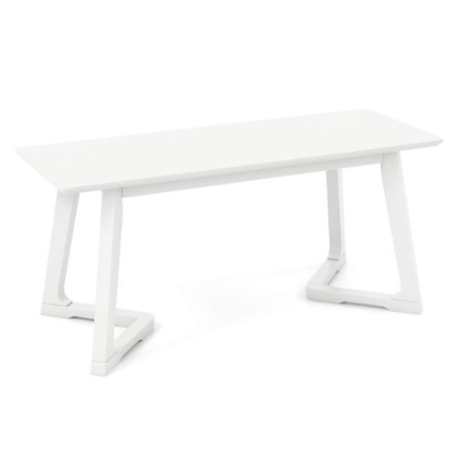 Costway 1 PCS 42" Modern Entryway Bench with Rubber Wood Legs Smooth Seating Area Easy Assembly - White